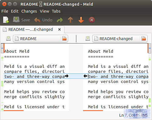 Meld advanced file comparison