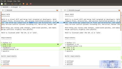 File changes visualized in Meld